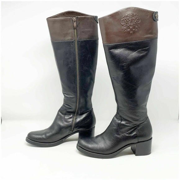 VINCE CAMUTO Duke Leather Riding Boots Heeled Knee Boots Size 6.5 - Picture 8 of 11